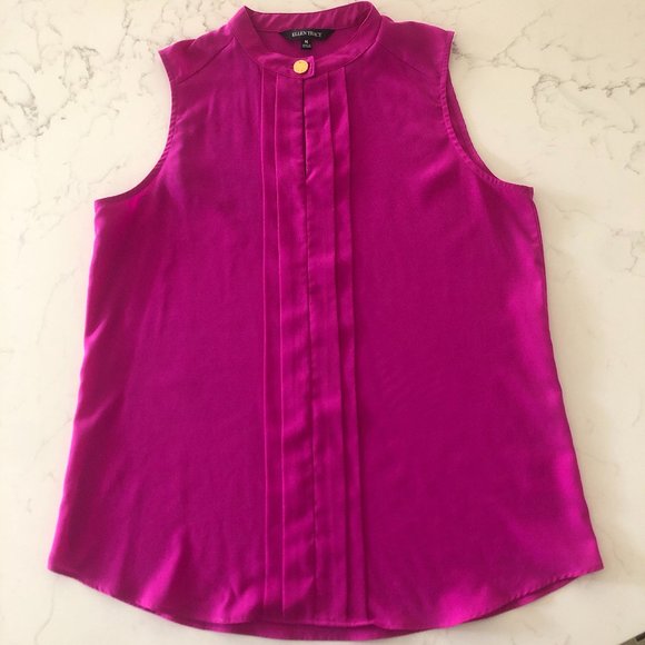 Ellen Tracy Fuchsia Sleeveless Top w/Detailing - Picture 1 of 7